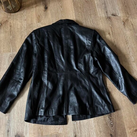 BP Women's Black Genuine Lamb Skin Leather Jacket Size L - Picture 3 of 4